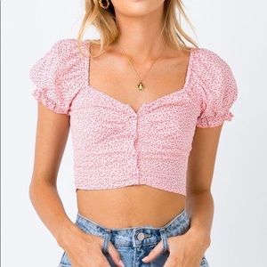 Pink puff sleeve princess polly top